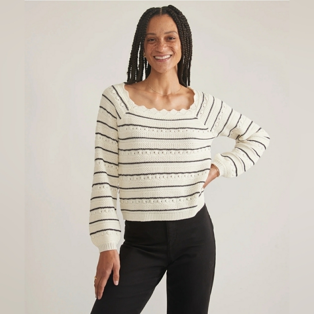Marine Layer Sara Crochet Top, Color Antique White, Size M